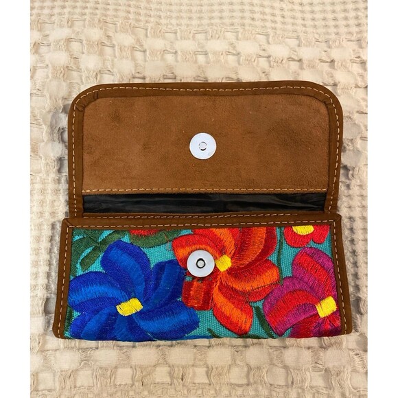 Mexican Handcrafted Wallet Clutch Trifold Embroidered Purse 4 Credit Card Slots - Picture 3 of 10